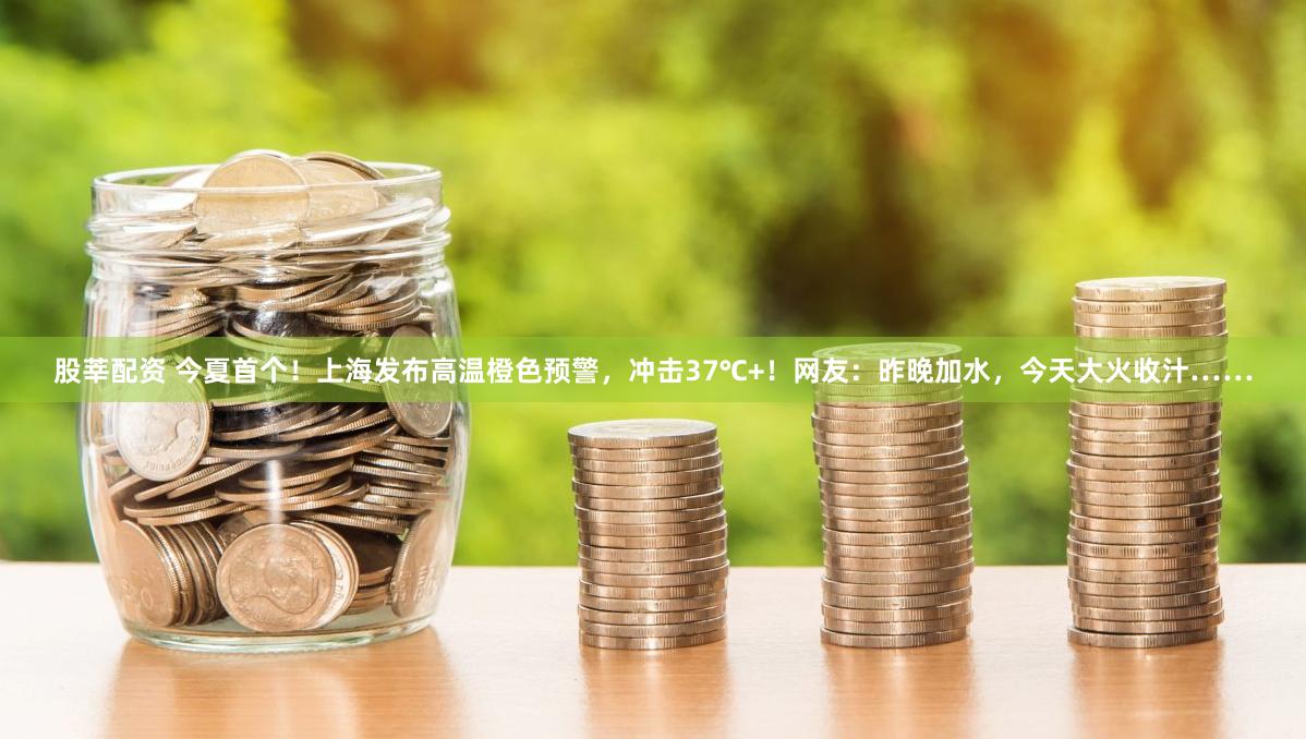 股莘配资 今夏首个！上海发布高温橙色预警，冲击37℃+！网友：昨晚加水，今天大火收汁……